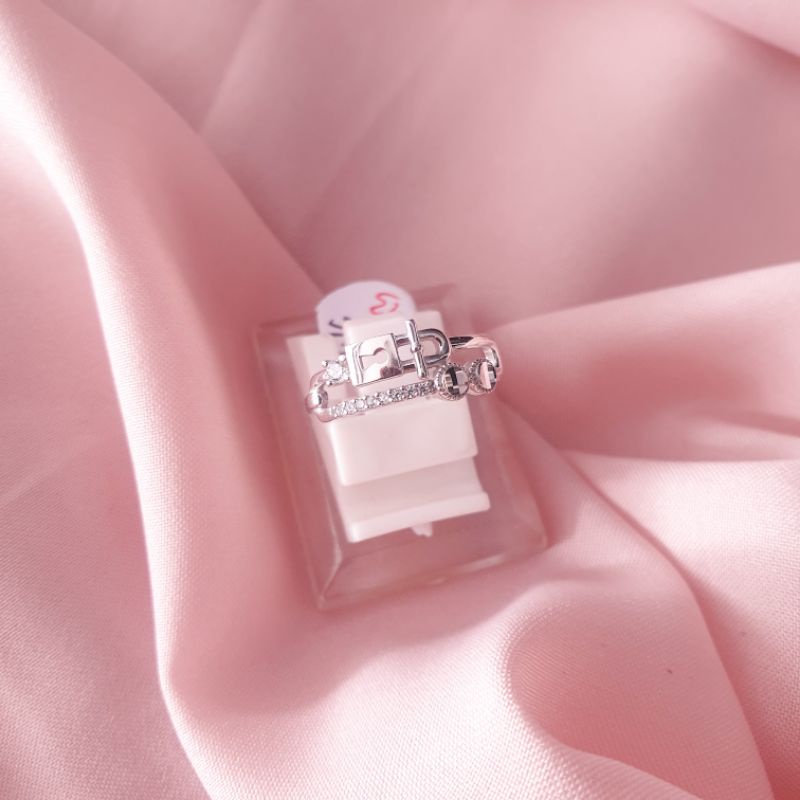 Cincin emas putih fashion emas asli kadar 375 8K, cincin dewasa, cincin putih emas asli, perhiasan e