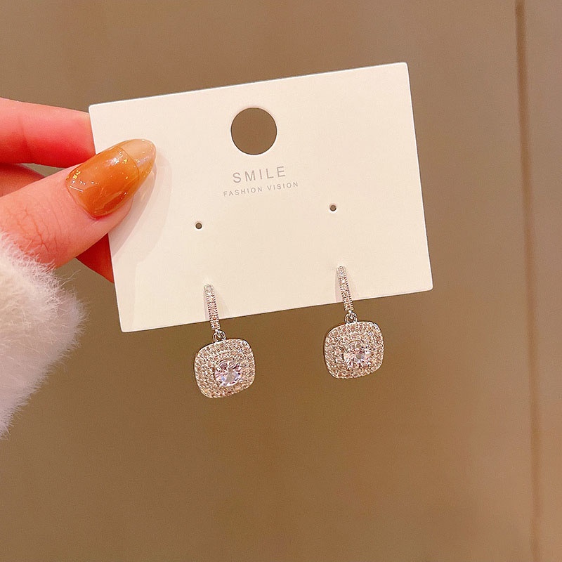 Anting Tusuk Bahan Sterling silver 925 Hias Zircon Untuk Wanita