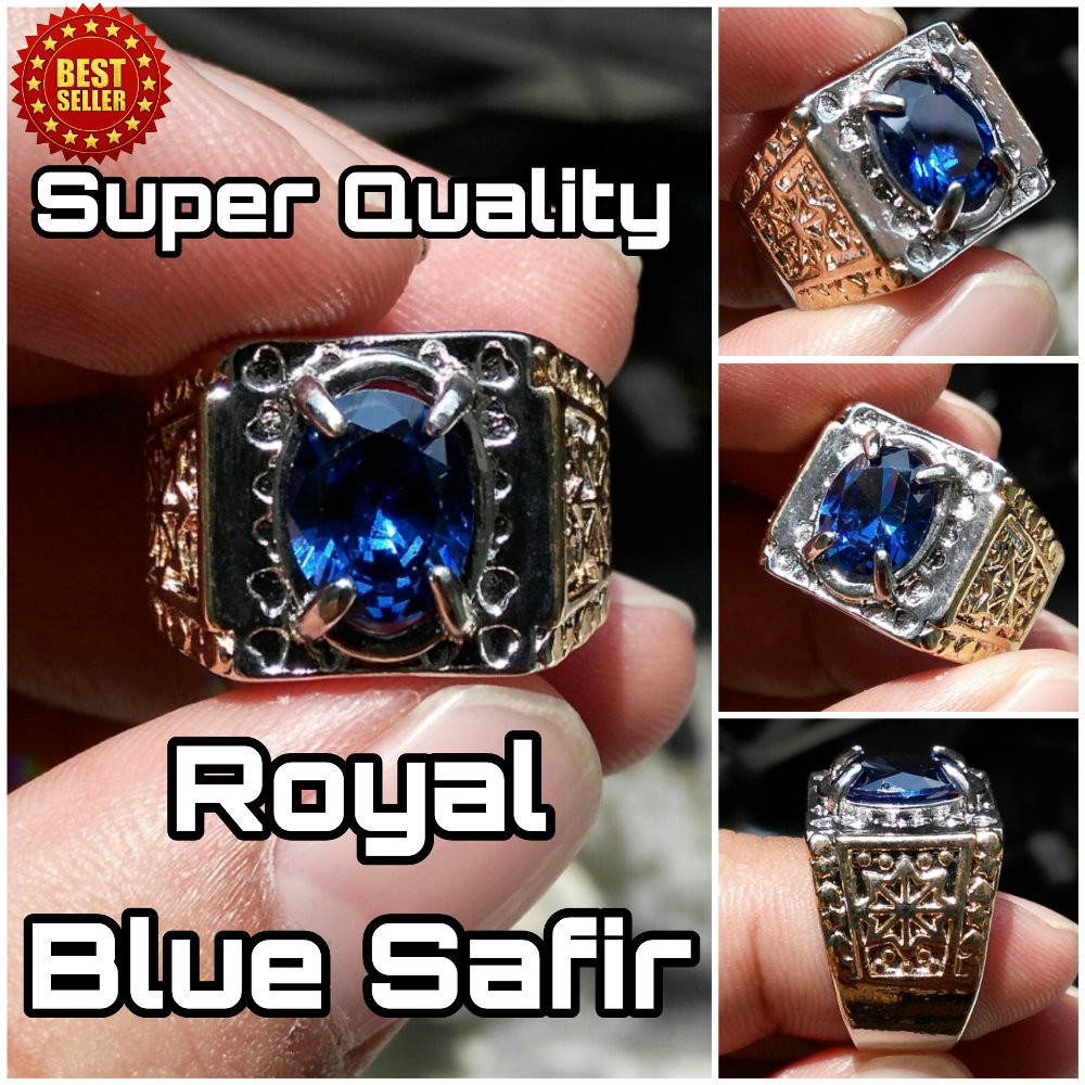 ASLI Cincin Similiar Royal Blue Safir Kualitas Super Kantoran