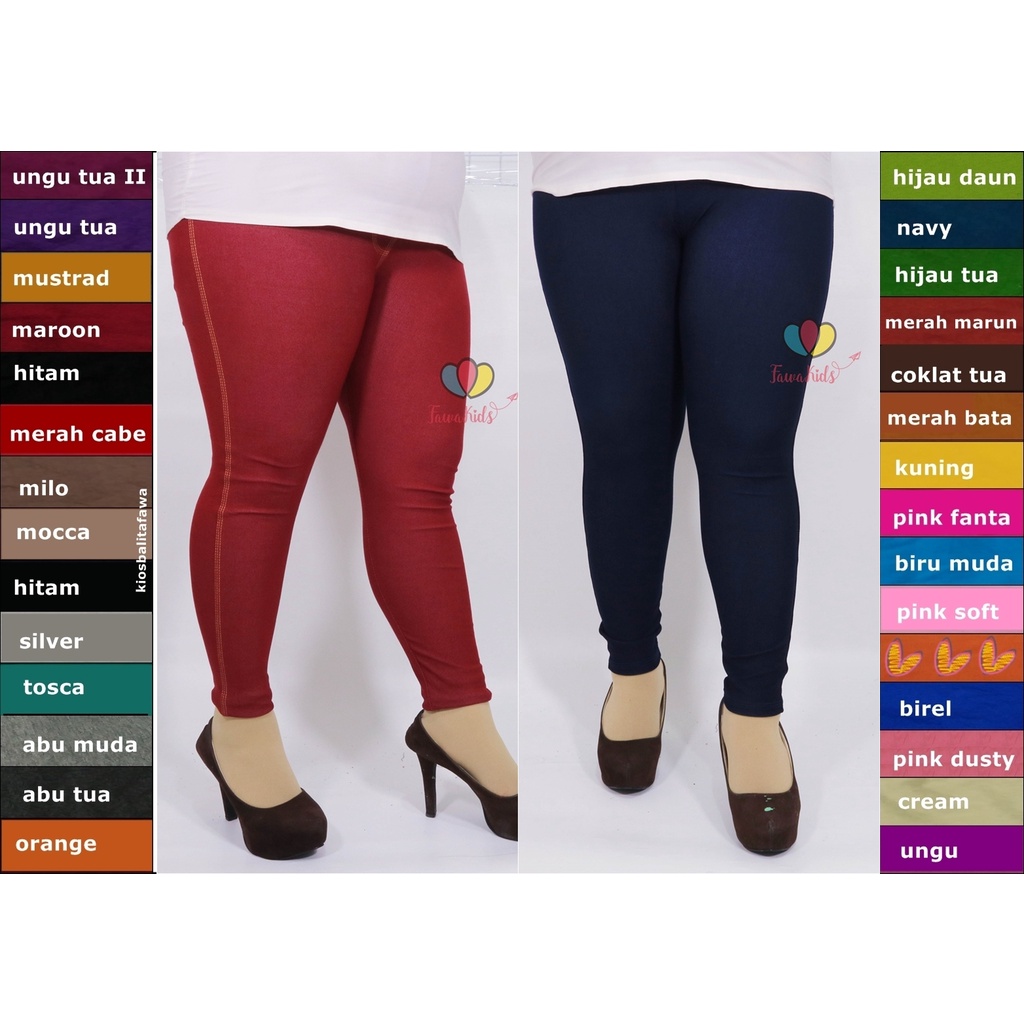 Jegging Jeans Dewasa fit to XXL Tanpa Kantong /  Dalaman Bahan Panjang Big Size Xtra Large Jumbo Ketat