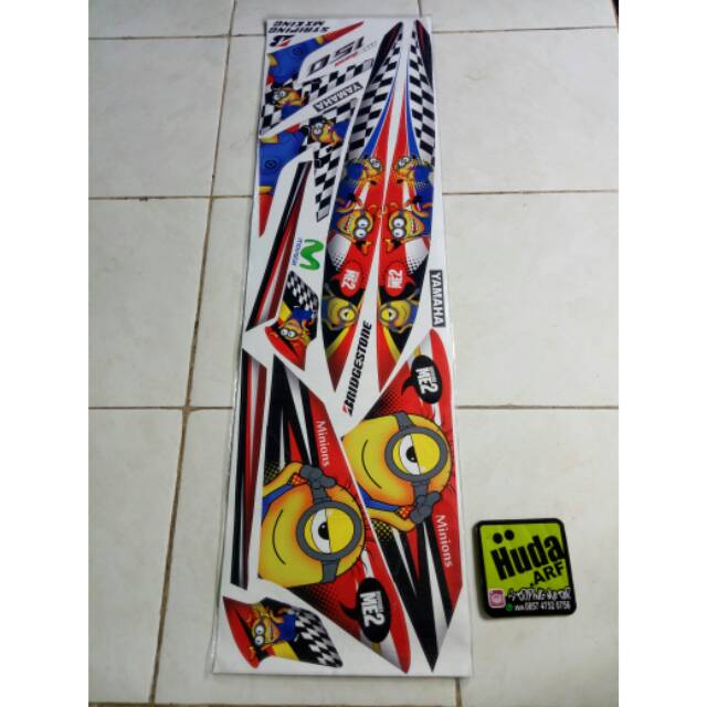 Striping lis sticker variasi yamaha MX KING "MINION" merah & hitam