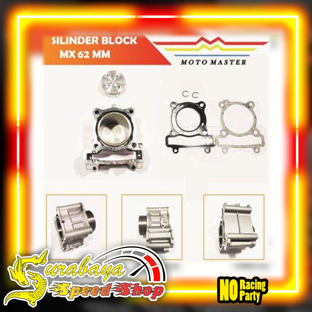 Moto Master Silinder Blok KLX MIO MX P Ukuran 58.5mm 60mm 62mm 63mm 65mm Original MOTO MASTER