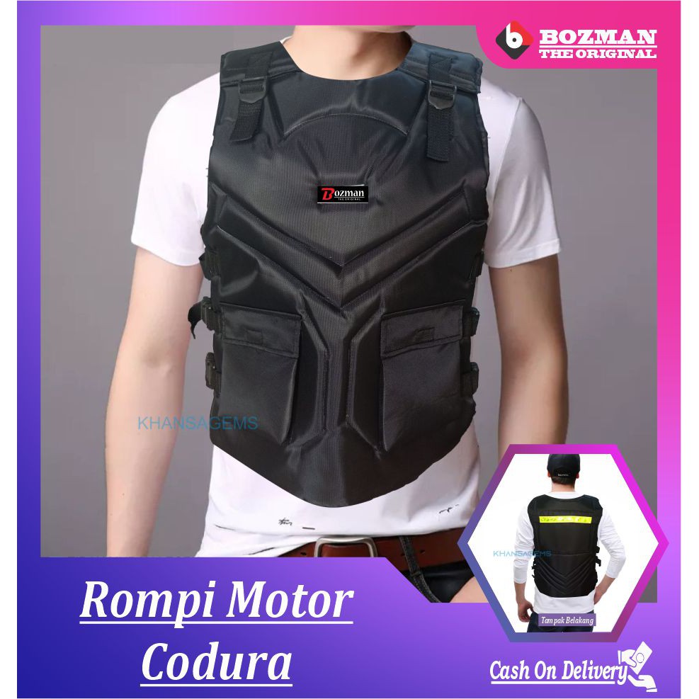 Rompi Motor Touring/Biker Bahan Cordura Premium Body Protector Safety Aksesories Berkendara Anti Angin Rompi Motor Tebal