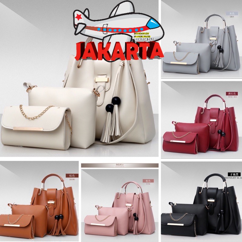 TPM 3039 - TAS PAKET WANITA TAS 3 IN 1 HANDBAG WANITA MURAH TAS BATAM TAS IMPORT WANITA - B