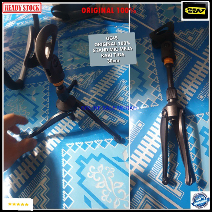 G45 Original stand mic meja kaki tiga holder mik microphone karaokeTABLE tempat gantungan mikrophone studio sound system audio peganganbTRIPOT  Bisa SEGALA JENIS MIC JAMINAN ANTI JATUH  tinggi 28 cm kedudukan tripot design elegan Terbuat dari bahan P