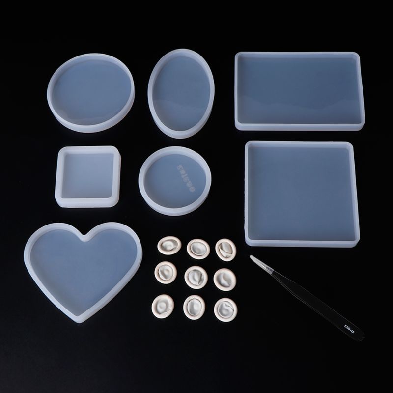 SIY  1 Set Silicone Mold Mirror Epoxy Resin Crafts Handmade Geometric Heart Shaped Square DIY Jewelry Making Findings Cake Decoration Home Tools