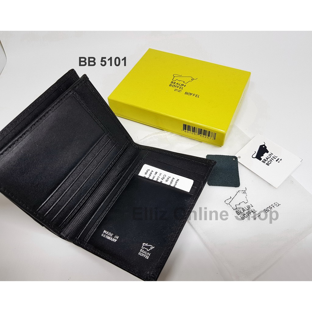 Dompet Pria Braun Buffel 5101 Black - Model 3D Berdiri - Kulit Import - Trifold.