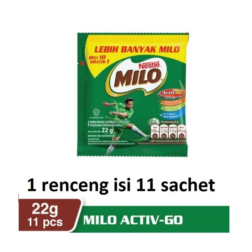 

Milo Activ Go 1 Renceng isi 10 Sachet x 22 gr