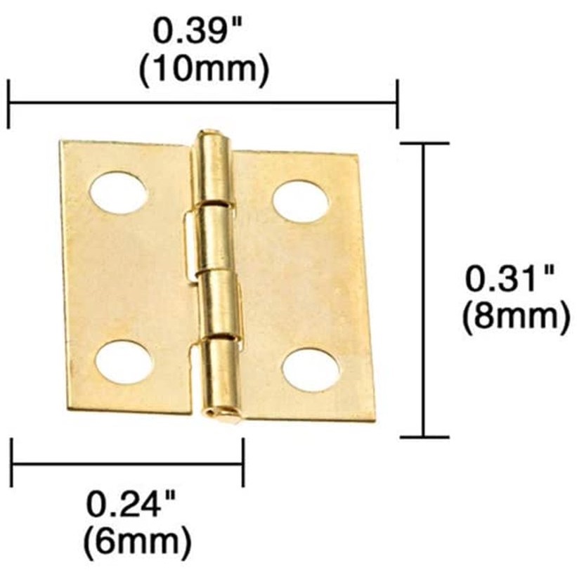 10Pcs Pure Copper Mini Metal Hinge With Nails for Wooden Box， Jewelry Chest Box ，Cabinet ，DIY Accessories