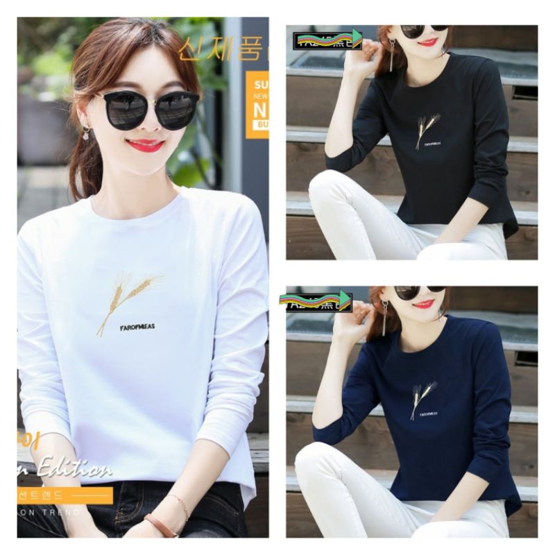 KAOS WANITA / ATASAN WANITA MODEL KOREA / BAJU KAOS WANITA LENGAN PANJANG / ATASAN WANITA / ATASAN W