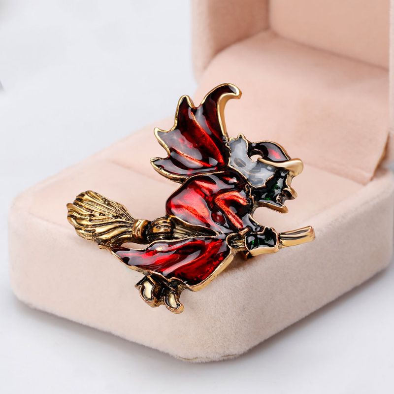 Siy Bros Pin Enamel Bentuk Penyihir Untuk Aksesoris Fashion Wanita
