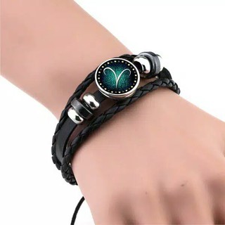 1Pc Gelang Multi Layer Strap Kepang Desain 12 Zodiak Gaya  
