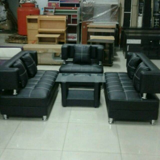 Sofa Minimalis Terbaru Kursi Ruang Tamu Murah Full Hitam Shopee Indonesia