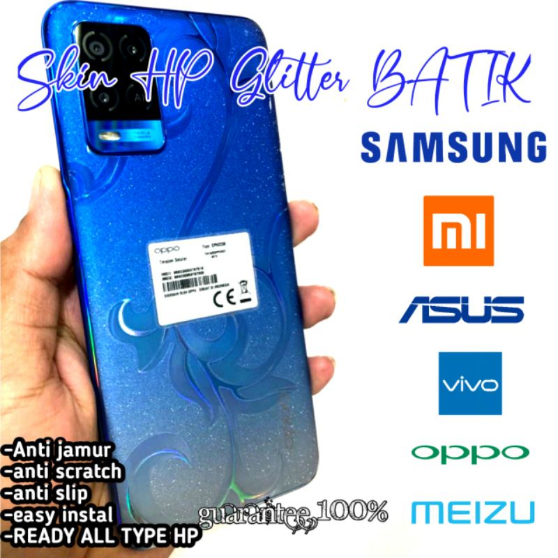 anti gores garskin hp glitter batik + garskin camera all merk all type hp