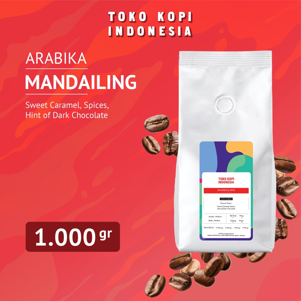 

Biji Kopi Bubuk Arabika Mandailing Mandheling Arabica Coffee Beans Single Origin Grade 1 Coffe Roast Bean 1Kg