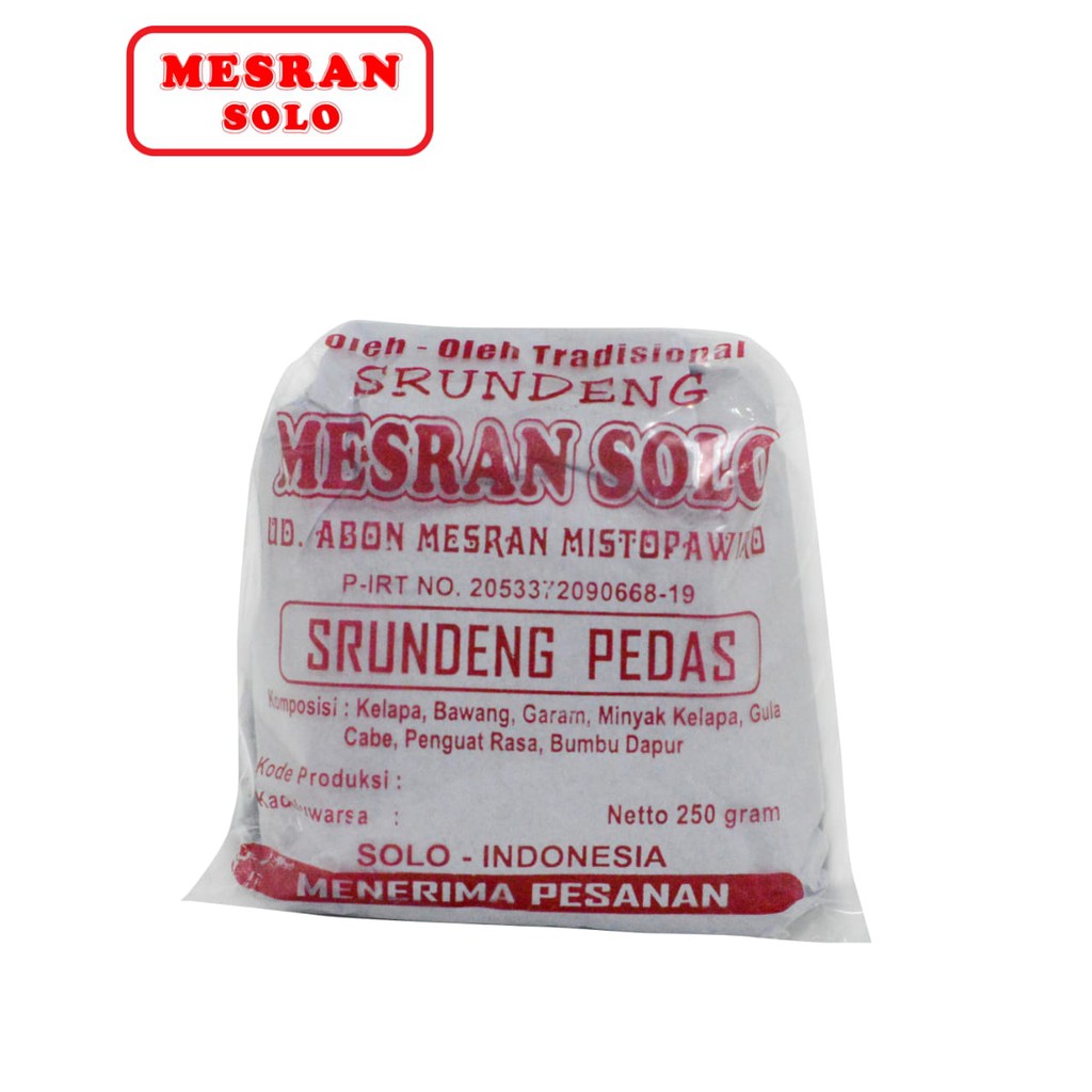 

SERUNDENG PEDAS MESRAN 250gr PARUTAN KELAPA KHAS SOLO