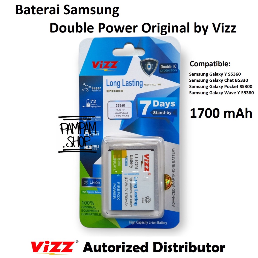 Baterai Vizz Double Power Original Samsung Galaxy Chat B5330 Batre Batrai Battery B 5330 SM GT-B5330