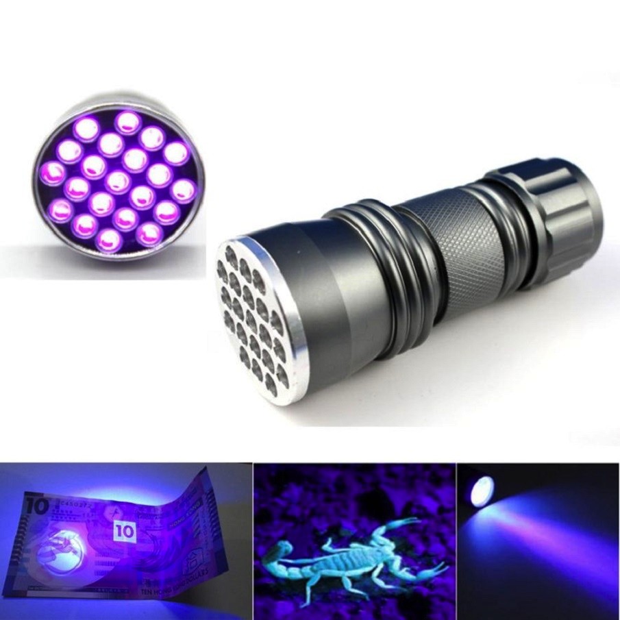 Senter Mini UV Ultraviolet 21 LED Blacklight Invisible Marker Flashlight Torch