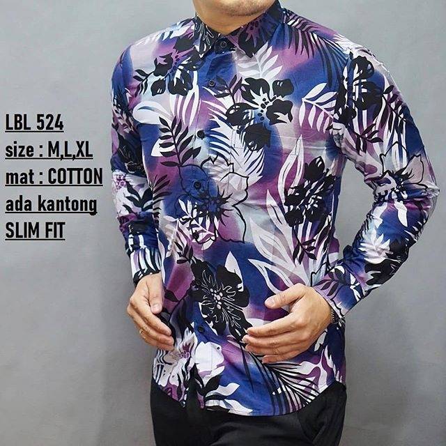 LUIGI BATANI KEMEJA PRIA SLIMFIT BAJU BATIK PANJANG SLIM FIT LBL 524