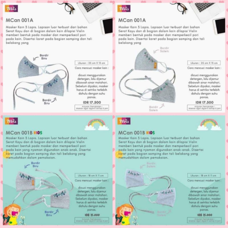 [Ankho_Shop] Nibras Masker Couple Ibu Anak Kode MCan 001A dan MCan 001B Kids
