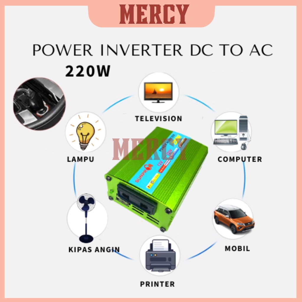 Power Inverter Digital 500W dan 1000w DC 12V ke AC 220V Power INVERTER PI-2000watt dan 3000watt DC 12V TO AC 220V DENGAN LCD TERBARU