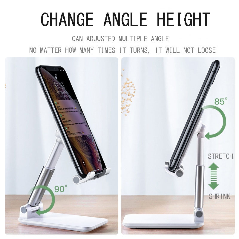 【Latest】4 colors Universal Foldable Metal Desk Moblie Phone Holder Adjustable Cell Phone Stand Soporte Movil Support Telephone Tablet