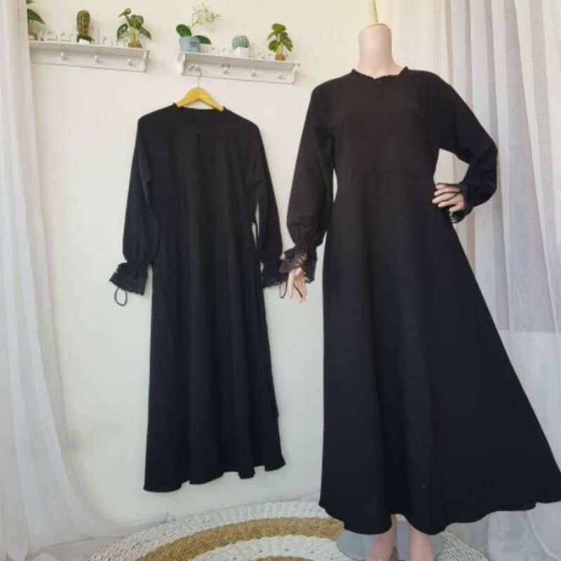 Gamis Jetblack Premium tangan renda Jetblack Kiara & Jetblack Wolfis