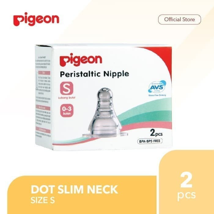 Pigeon Peristaltic Nipple 2 Box Slim Neck S - Nipple Dot Bayi