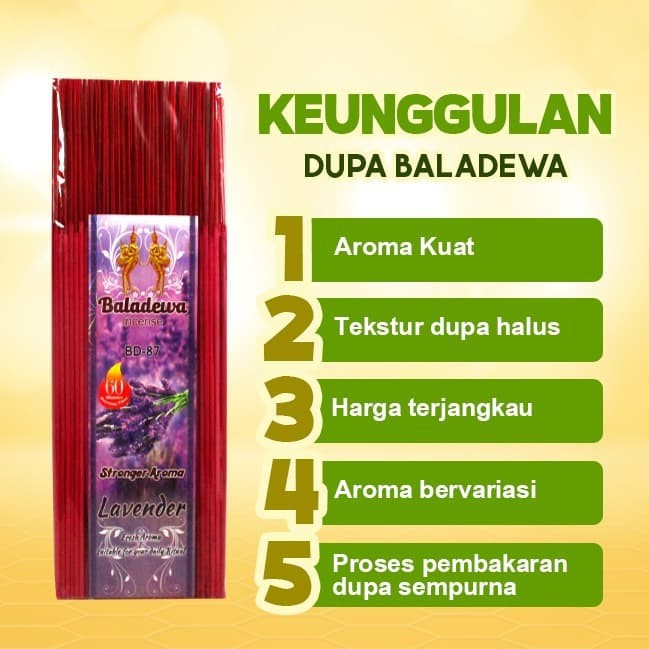 Dupa/ Hio Wangi Harum Baladewa 39 cm 250 gram 1.4 mm Lavender merah