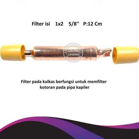 Filter isi kulkas 1x2 body pipa 5/8 inch panjang 12 cm