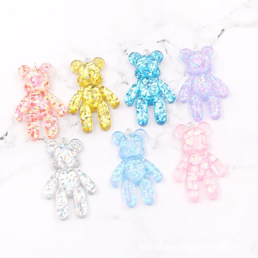 [Elegan] Beruang Kecil Liontin Resin Mode DIY Membuat Keyring Craft Glitter Flatback Bracelets Charm