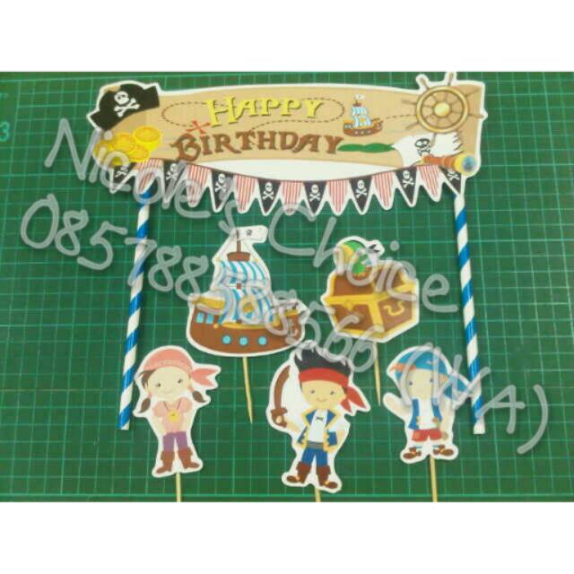 

Cake banner pirate kids birthday party Tusukan hiasan kue ulang tahun pemeriah pesta