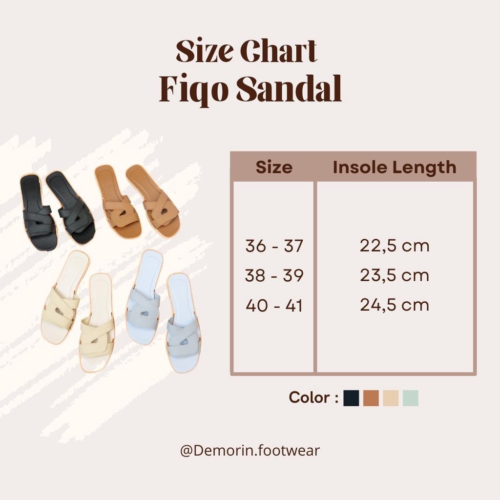 Fiqo Sandal Wanita Slip On Teplek - Demorin Karet