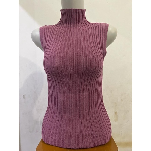 LIDYA TURTLENECK KNIT TANKTOP WANITA TERBARU-UNGU NILA