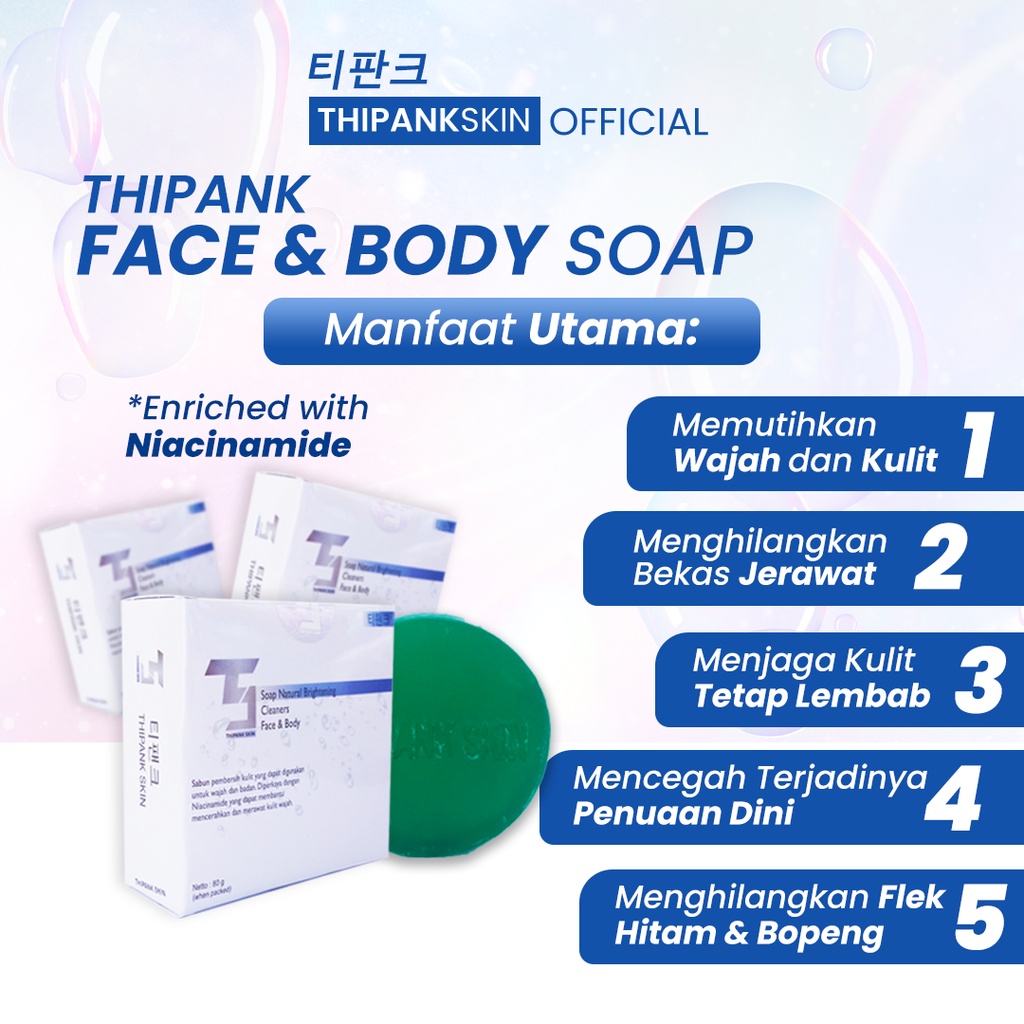 Thipank skin soap facial wash sabun pemutih wajah sabun pencerah wajah sabun jerawat dan bekas jerawat sabun pemutih wajah dan badan