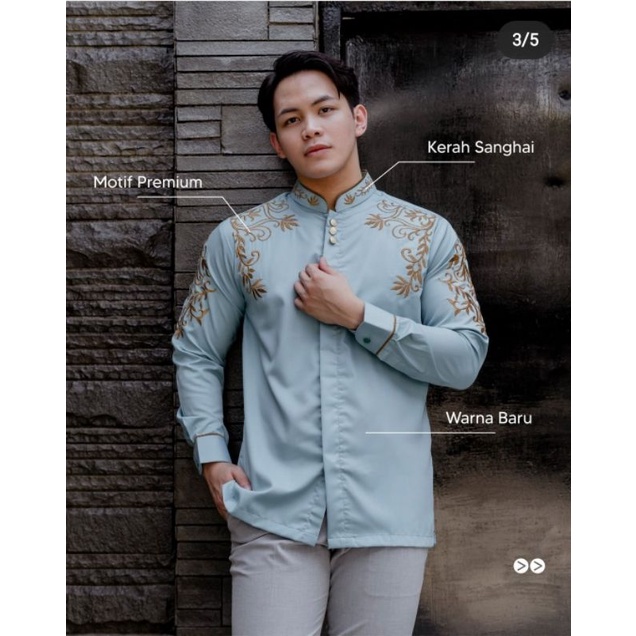 Kemeja Bordir Pria NUC.ID Abinaya 04 (Dusty Blue)