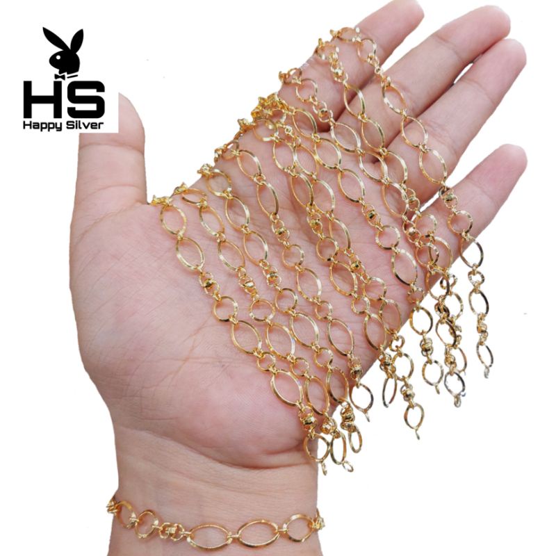 GELANG PERAK ASLI SILVER 925 LAPIS EMAS - MODEL OVAL  BULAT UKIR- PERHIASAN PERAK - PERAK ASLI  ADA 
