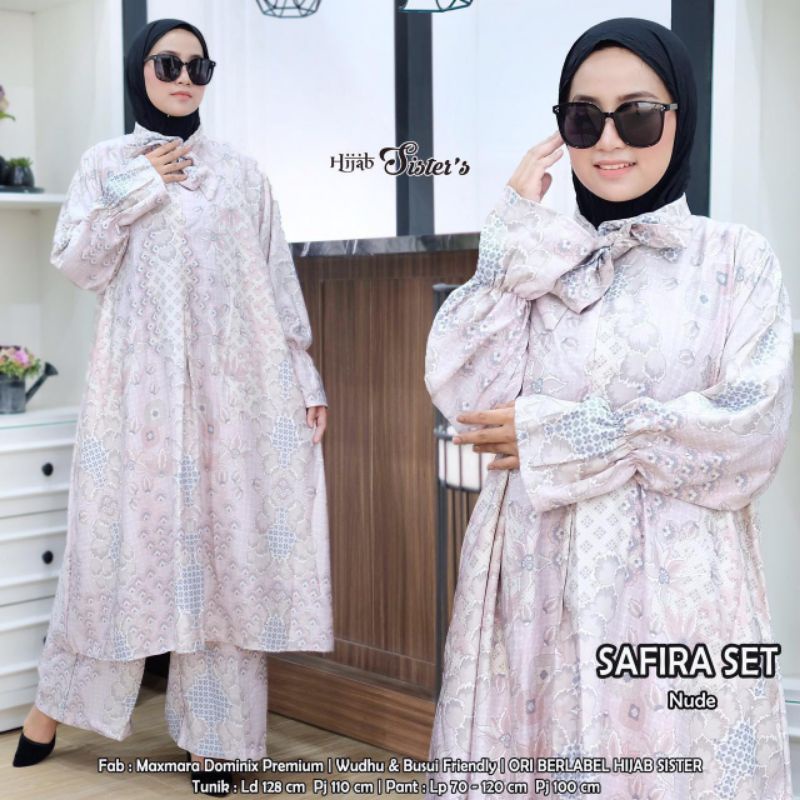 SET GAMIS / TUNIK + CELANA MAXMARA PREMIUM MOTIF BATIK MEWAH SAFIRA SET BY HIJAB SISTER