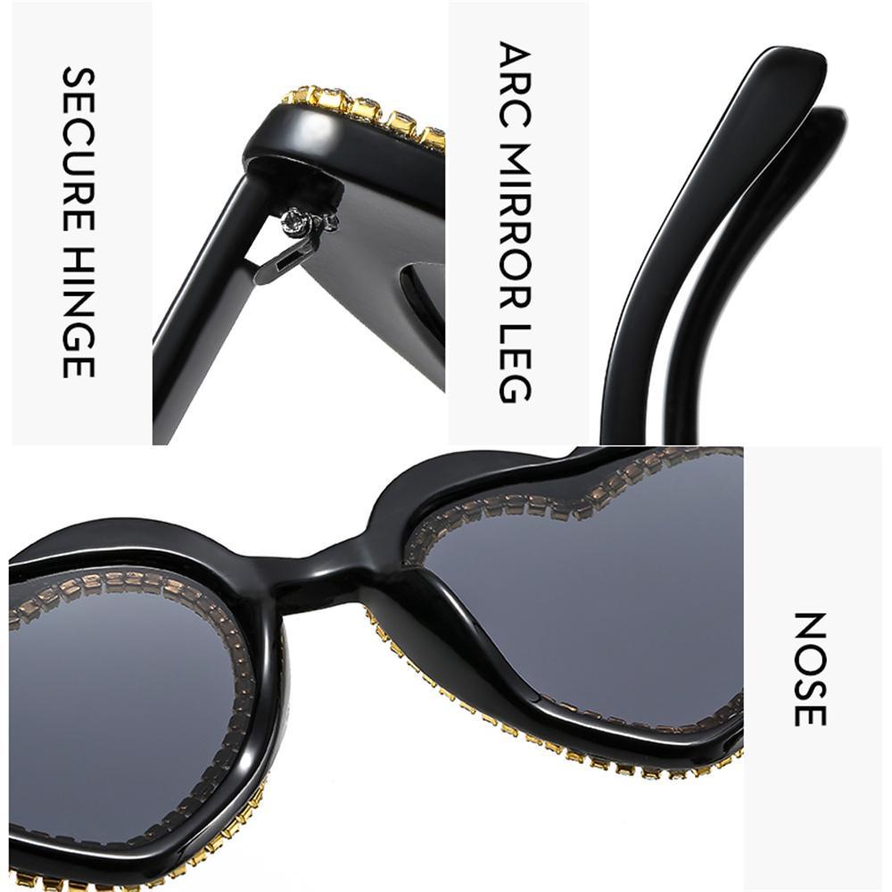 Lily Heart Sunglasses Retro Shining Love Heart Ladies Eyewear Kacamata Hitam Untuk Wanita