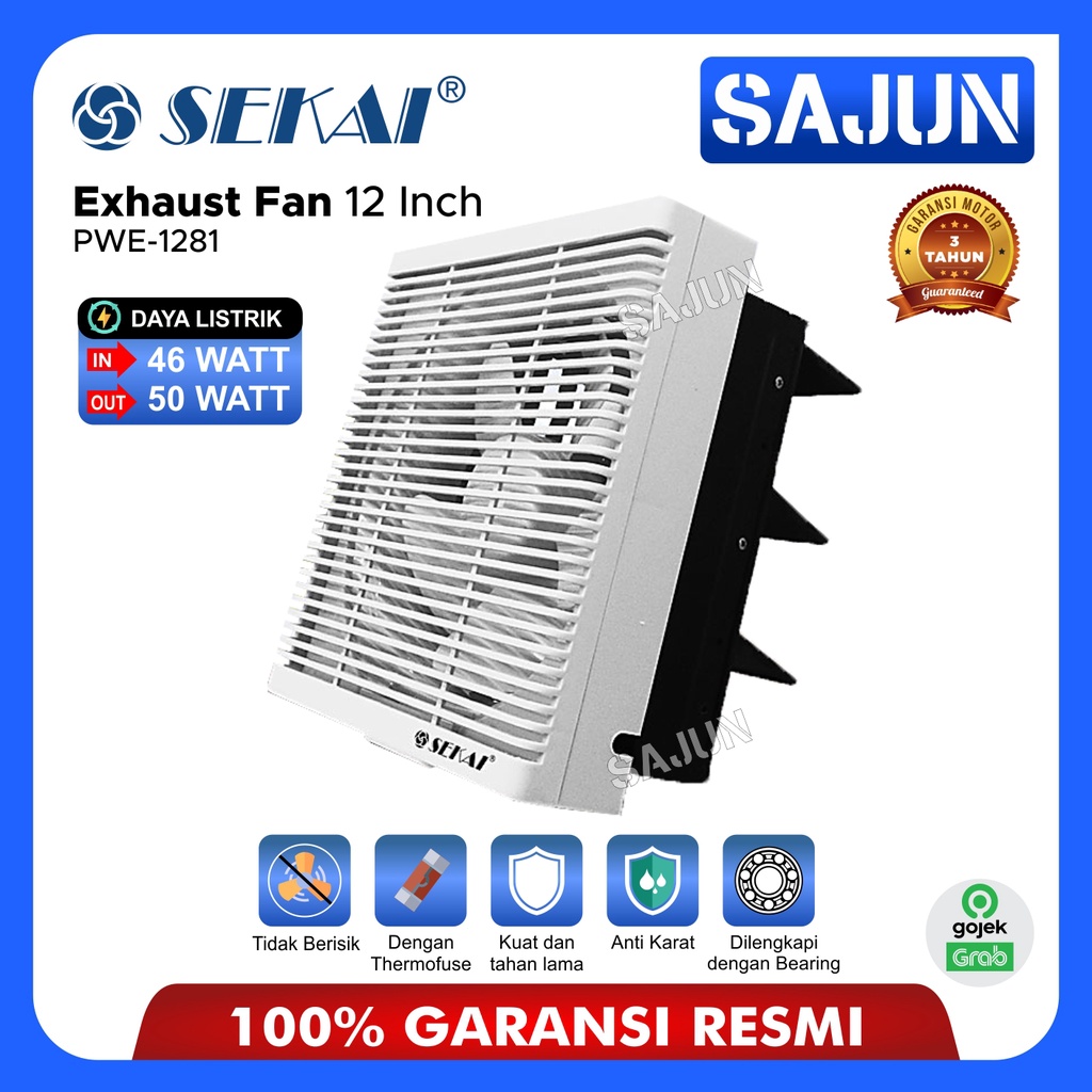 SEKAI Exhaust Fan Dinding 10 &amp; 12 Inch Metal Body PWE-1080 PWE-1281