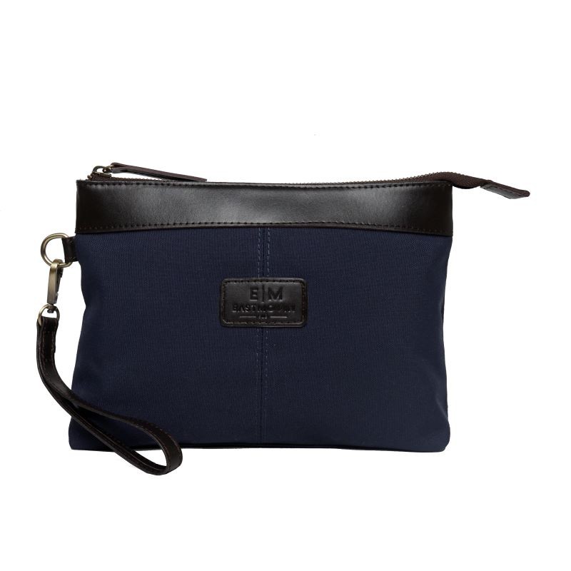 Tas Tangan Handbag Clutch Eastmovin Oliver Pouch Cewek Cowok Biru Navy Kanvas TEBAL Kulit ASLI