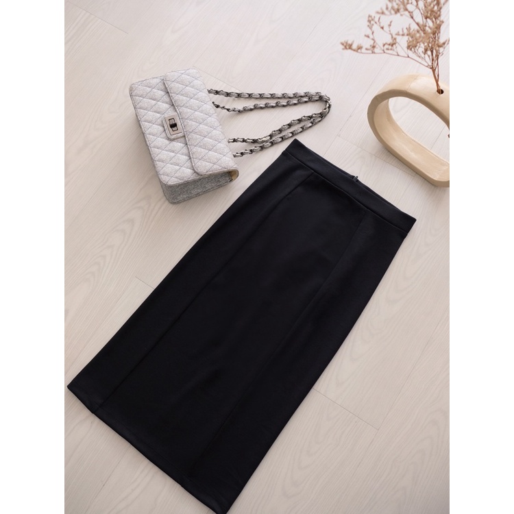 Kadaka B-0155 Midi Skirt Wanita Ban Pinggang Detail List