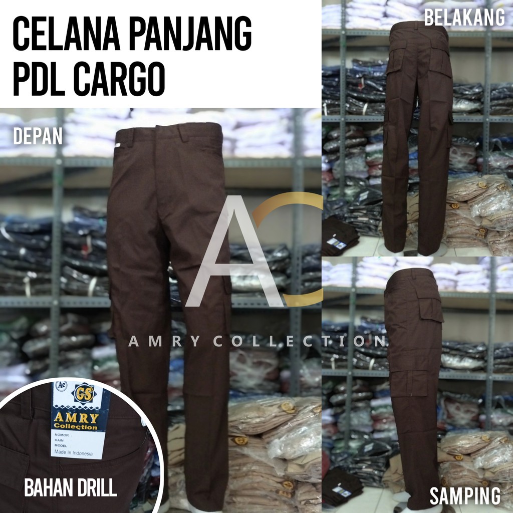 CELANA PDL CARGO PANJANG COKLAT PRAMUKA SERAGAMSEKOLAH / UMUM (SAKU 6)