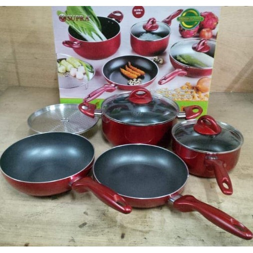 (GOSEND ONLY)PANCI SET SUPRA PANCI SET 7 PCS PANCI SET SUPRA 7PCS PANCI SET TEFLON SUPRA PANCI SET