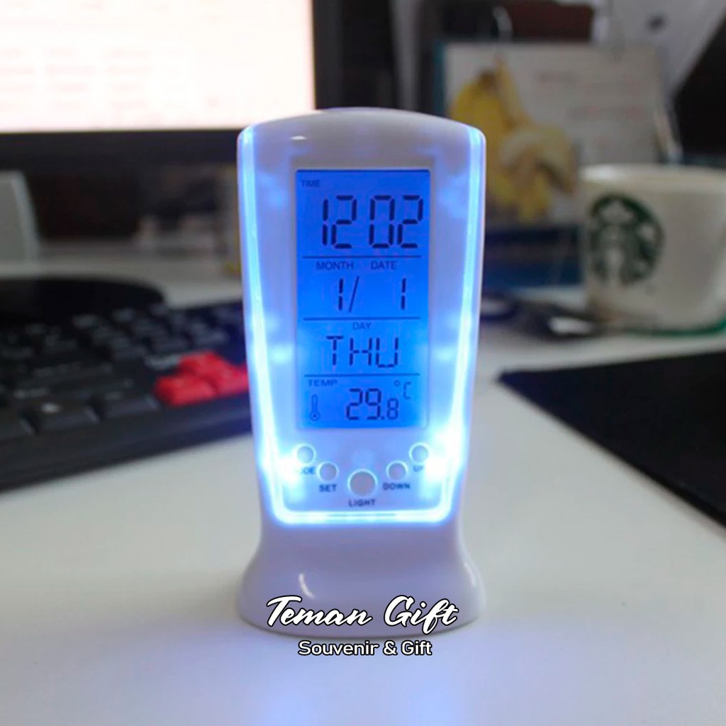 

Jam Meja Kalender Digital LED Calendar Weker Alarm Calendar Custom Logo Brand Souvenir Promosi JMD05
