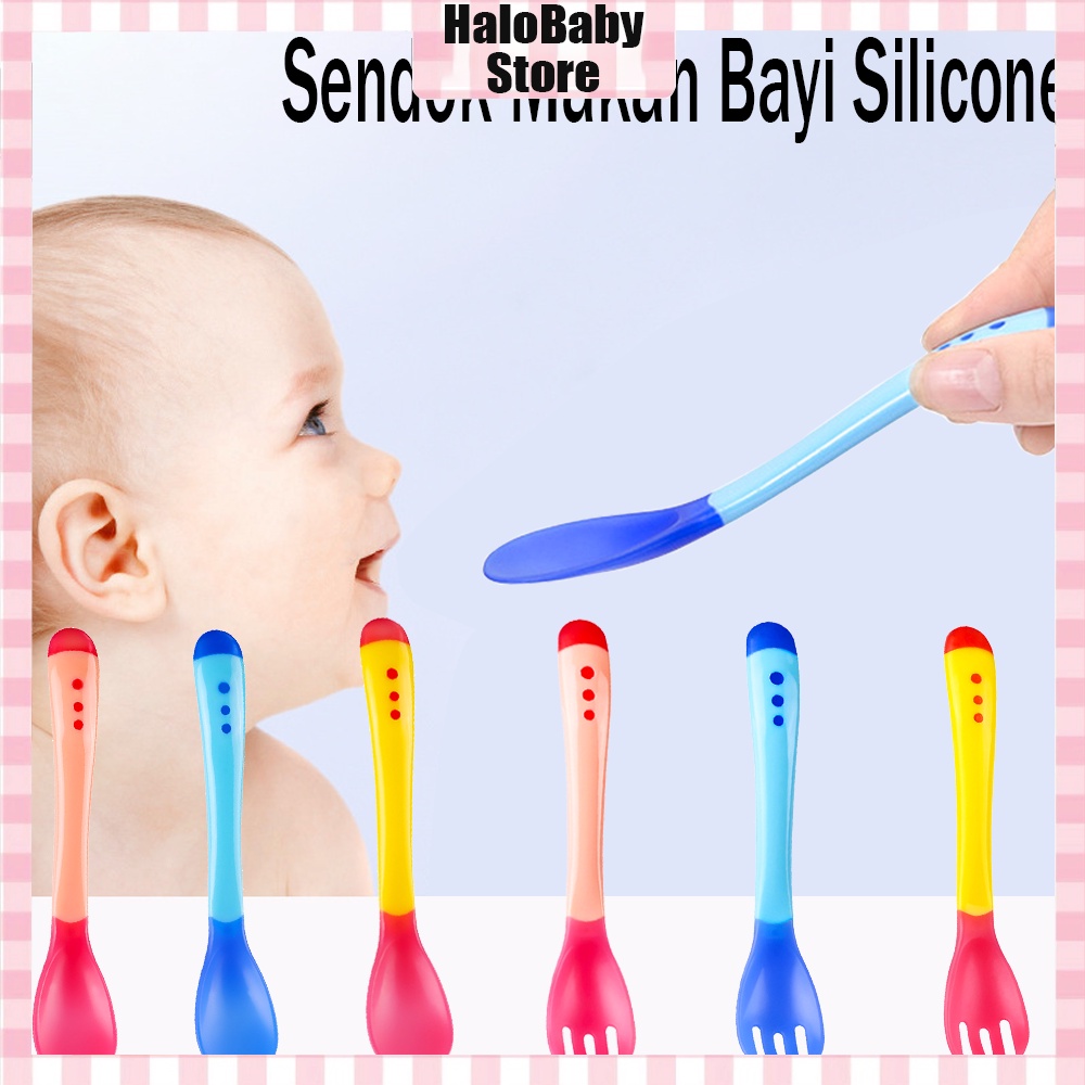 Halobaby  Mangkok sendok garpu bayi/Mangkok Bayi / Sendok Makan Bayi Silicone Bpa Free