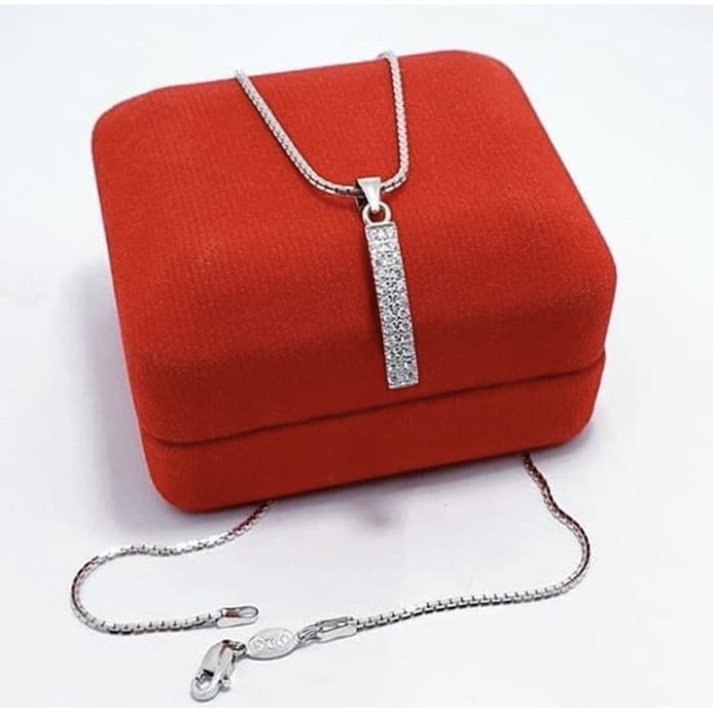 Kalung liontin perak 925 kalung pria kalung wanita perak 925 lapis emas putih S142