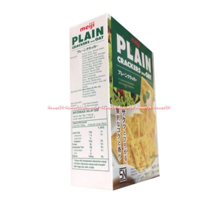 Meiji Plain Crackers With Oat Snack 104gr Milk Biskuit Meiji Snak Meijii Plant Cracker Kreker Cemilan Oats