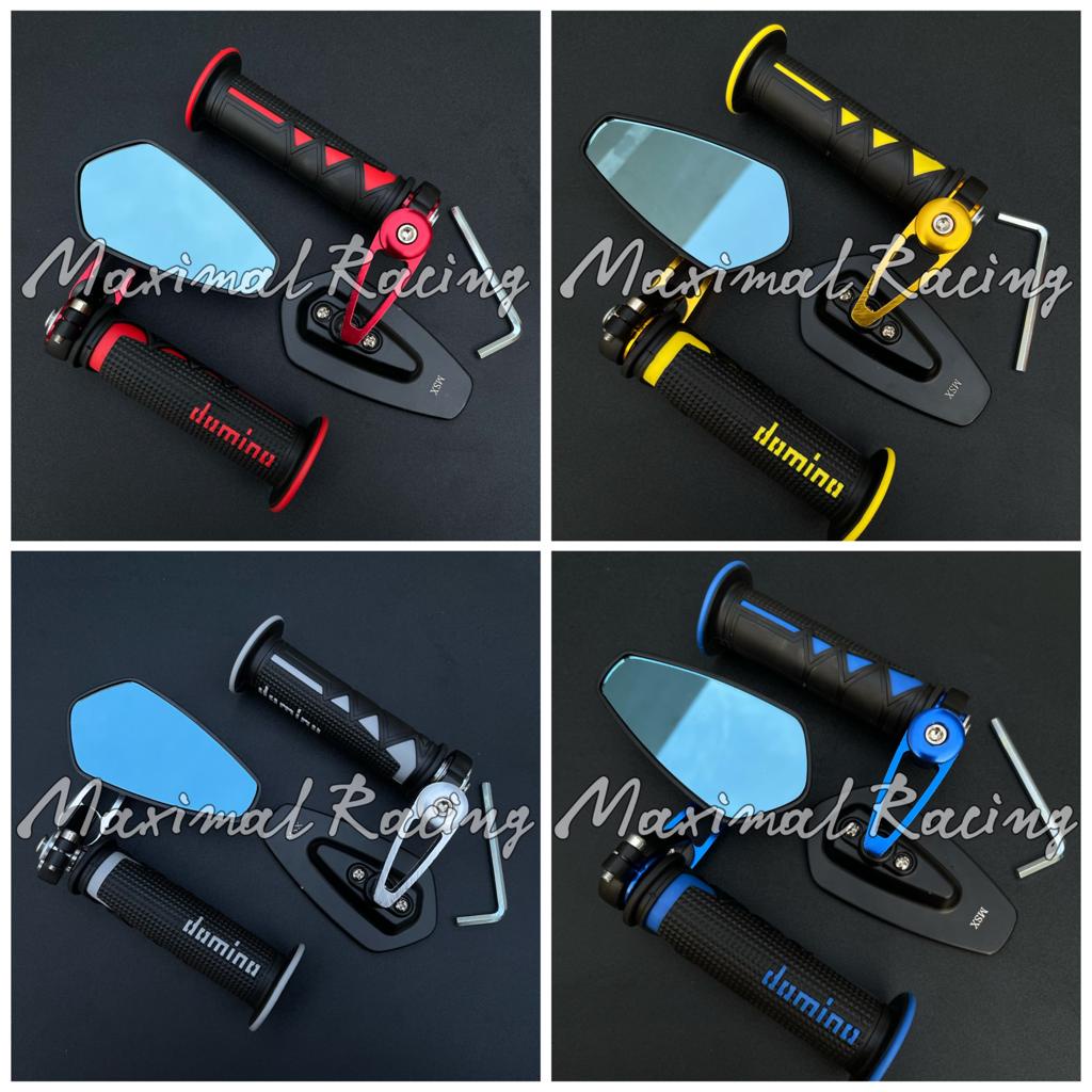 Paket Spion Jalu Oval Plus Handgrip SHARK Domino Universal Cocok Semua Jenis Motor