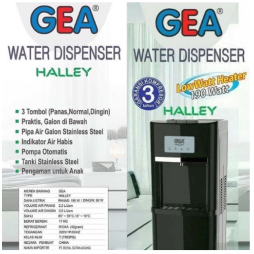 GEA HALLEY Dispenser Galon Bawah Bergaransi Resmi GEA